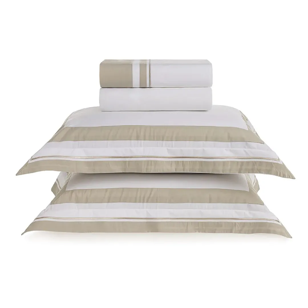 Jogo de cama Queen 200 fios Percal San Lorenzo Branco/Grigio