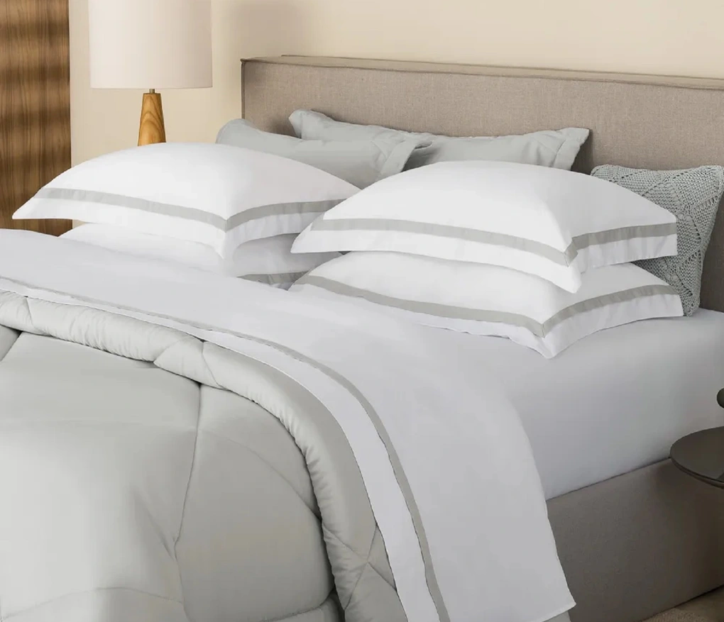 Jogo de cama Queen 300 fios Cetim Vercelli Branco/Nebia