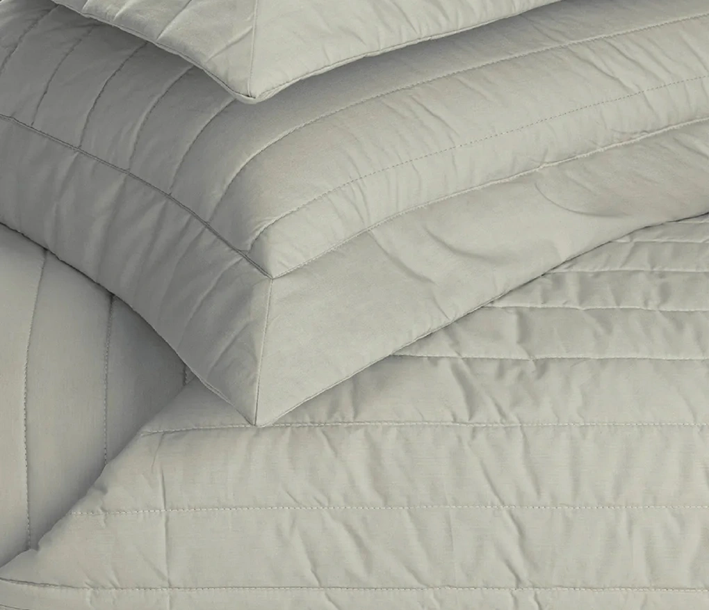 Colcha com Porta Travesseiros King 100% Algodão Monteleone Grigio