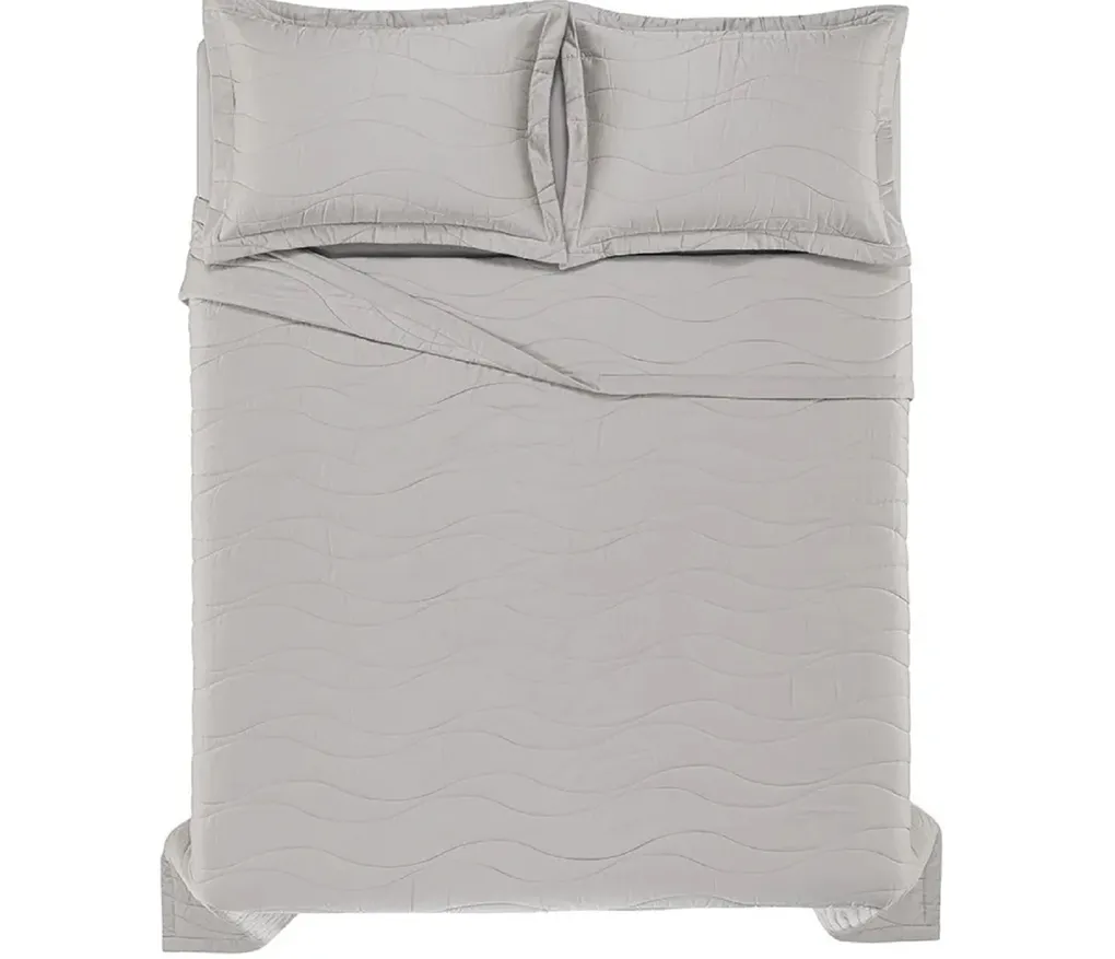 Colcha com Porta Travesseiros King 100% Algodão Egípcio Novara Marmo