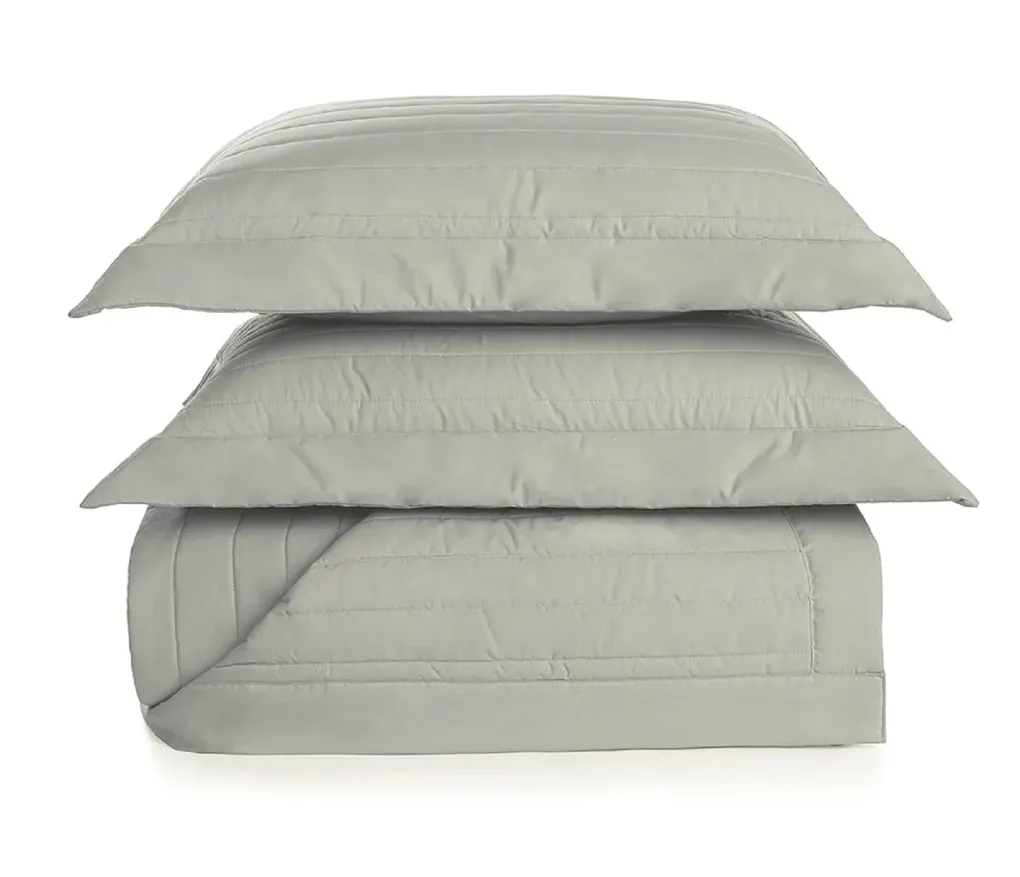 Colcha com Porta Travesseiros Queen 100% Algodão Monteleone Grigio