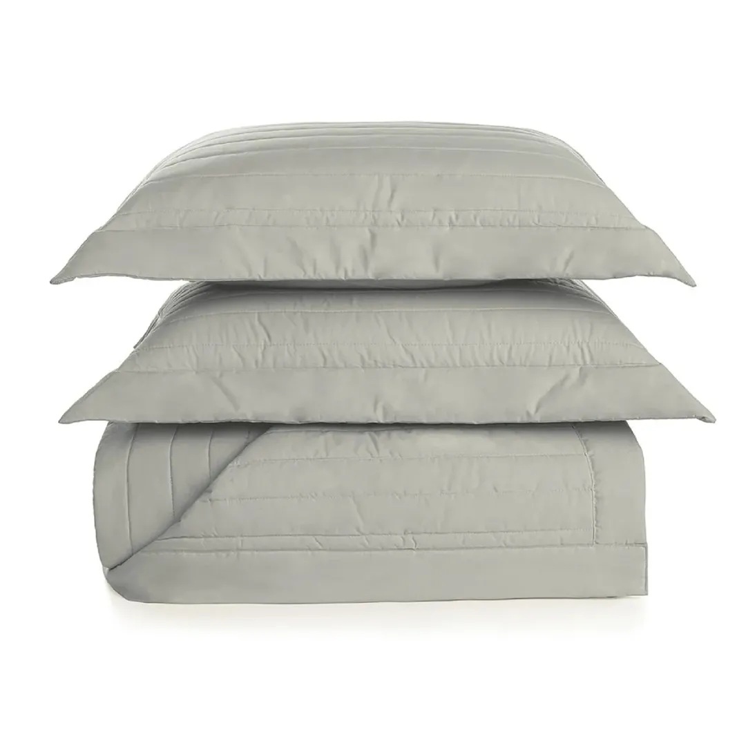 Colcha com Porta Travesseiros Queen 100% Algodão Monteleone Grigio