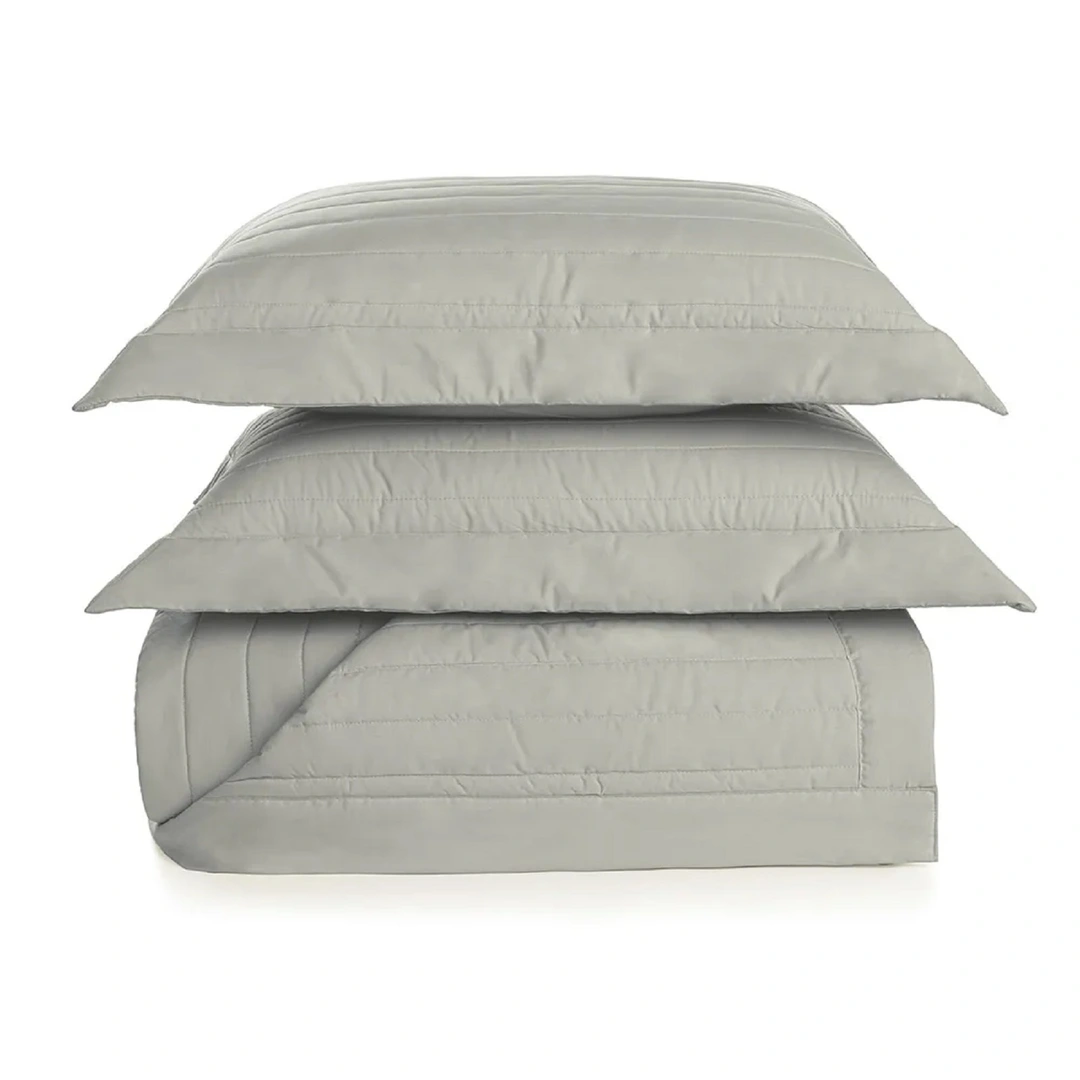 Colcha com Porta Travesseiros Queen 100% Algodão Monteleone Grigio