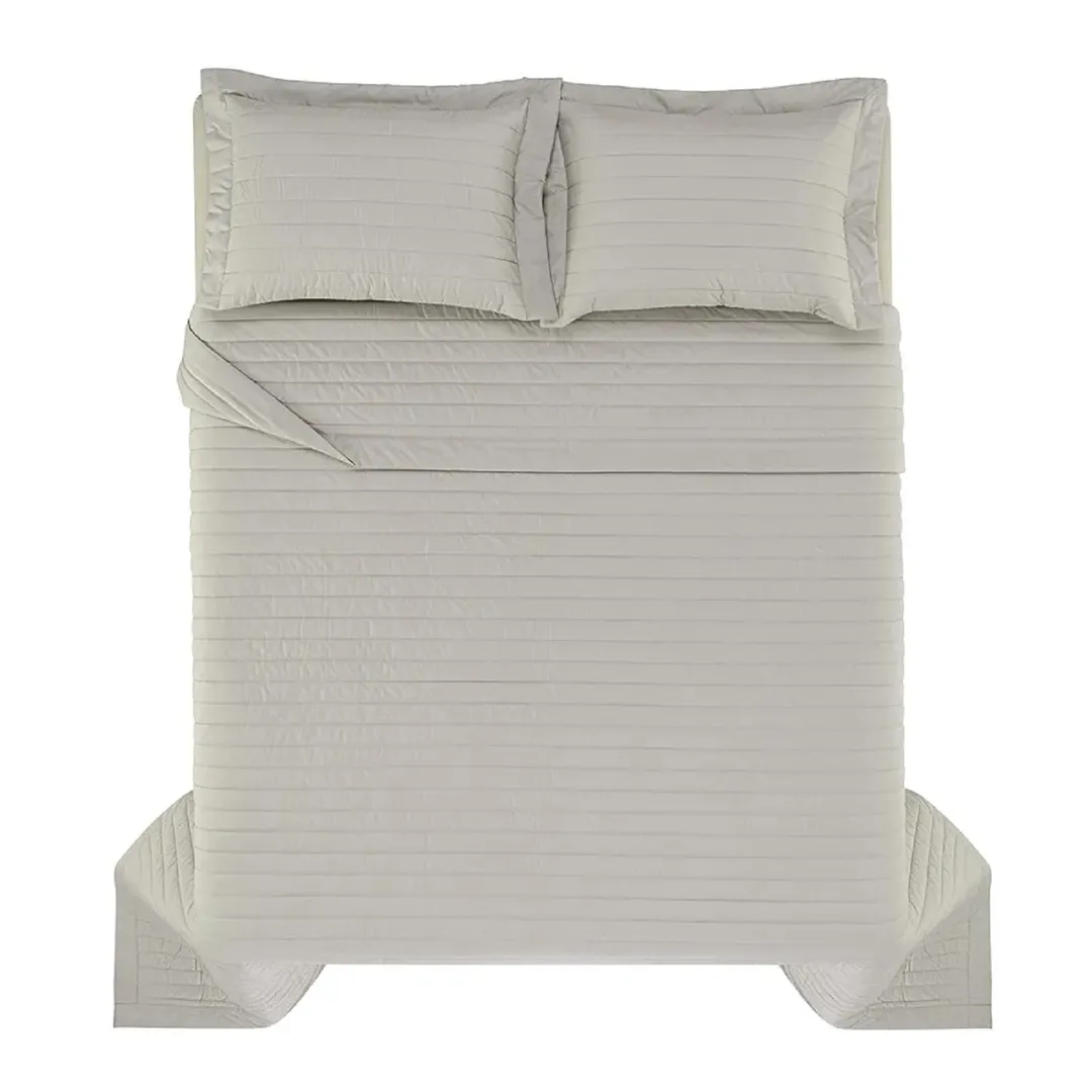 Colcha com Porta Travesseiros Queen 100% Algodão Monteleone Grigio