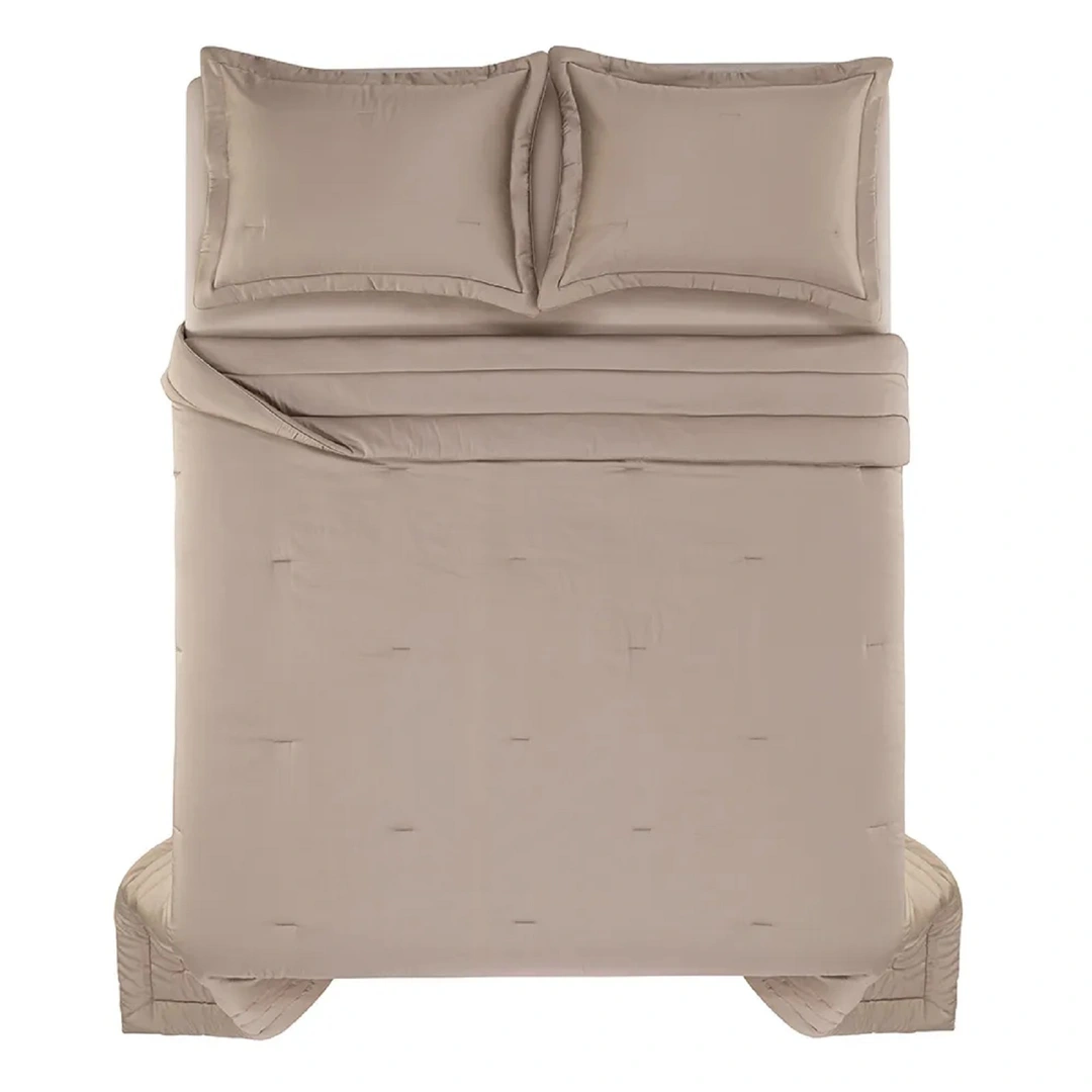 Colcha com Porta Travesseiros Queen 300 Fios 100% Algodão Dante Nocciola