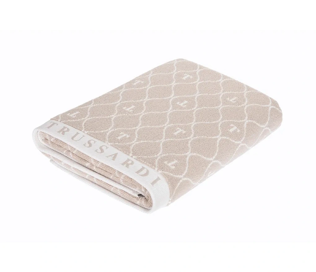 Toalha Banhão Trussardi Jacquard Fio Tinto Speciale Nocciola/Branco