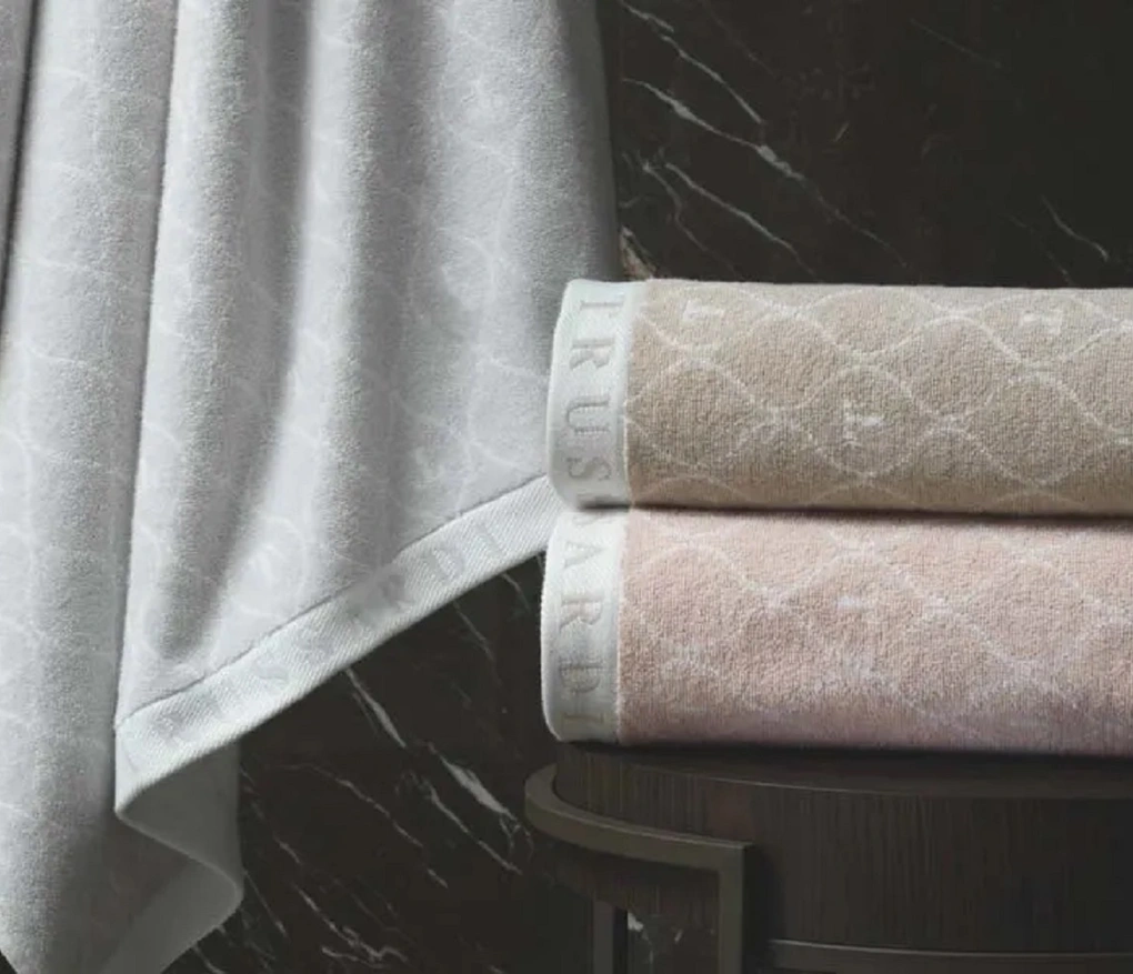 Toalha Banhão Trussardi Jacquard Fio Tinto Speciale Nocciola/Branco