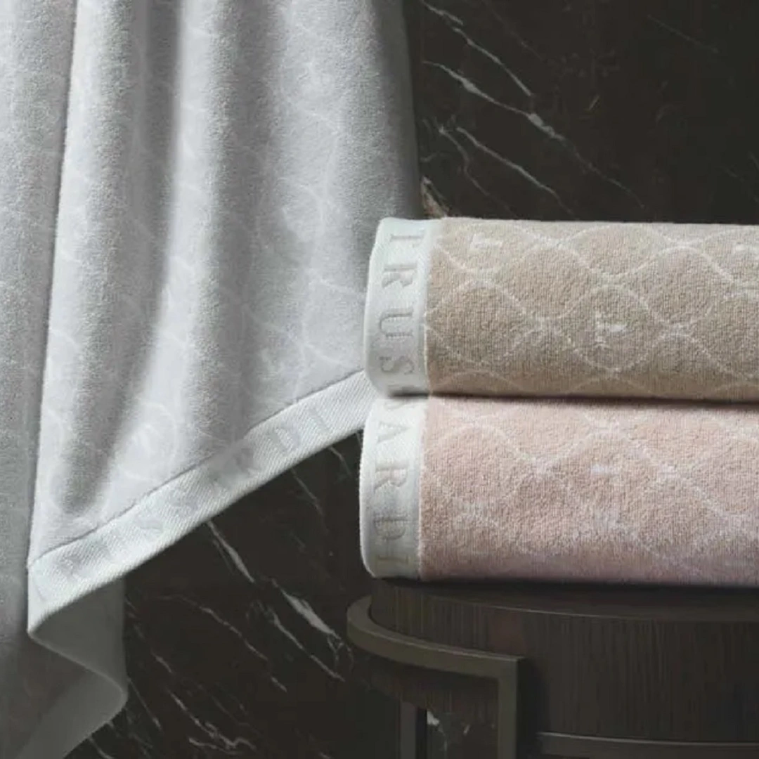 Toalha Banhão Trussardi Jacquard Fio Tinto Speciale Nocciola/Branco