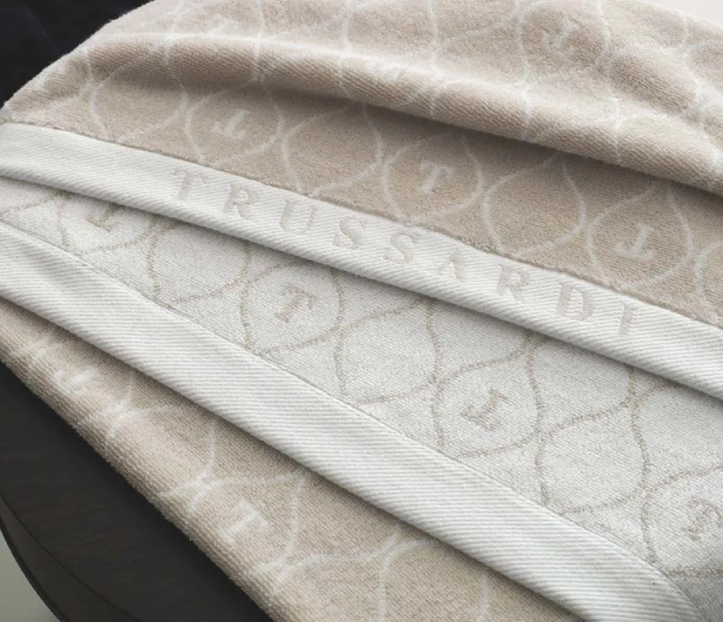 Toalha Banhão Trussardi Jacquard Fio Tinto Speciale Nocciola/Branco