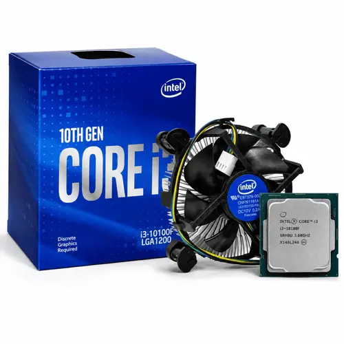 Processador Intel Core i3-10100F LGA1200 - 3.6GHz Turbo 4.3GHz 6MB Cache + Cooler