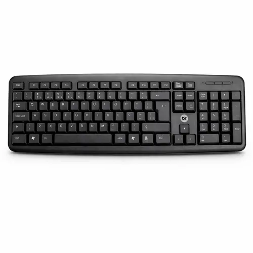 Teclado USB Bright 0014 Preto ABNT2 com Fio 1,3m 107 Teclas Plug And Play 