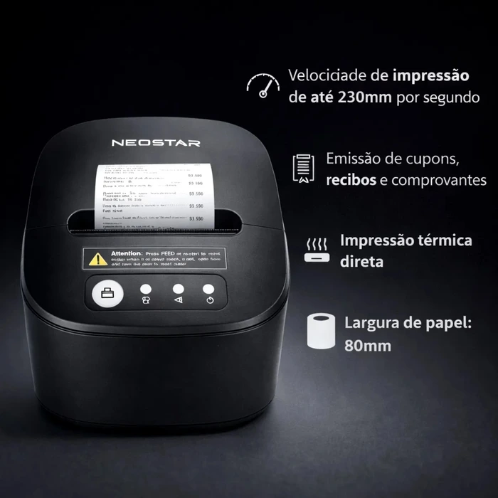 Impressora Térmica Neostar X-NS 80 IIUE 80mm USB + LAN 230mm/s