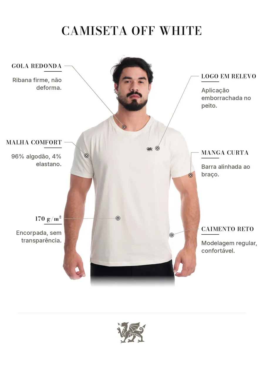 Camiseta Masculina Algodão Off White | Camboja Wear