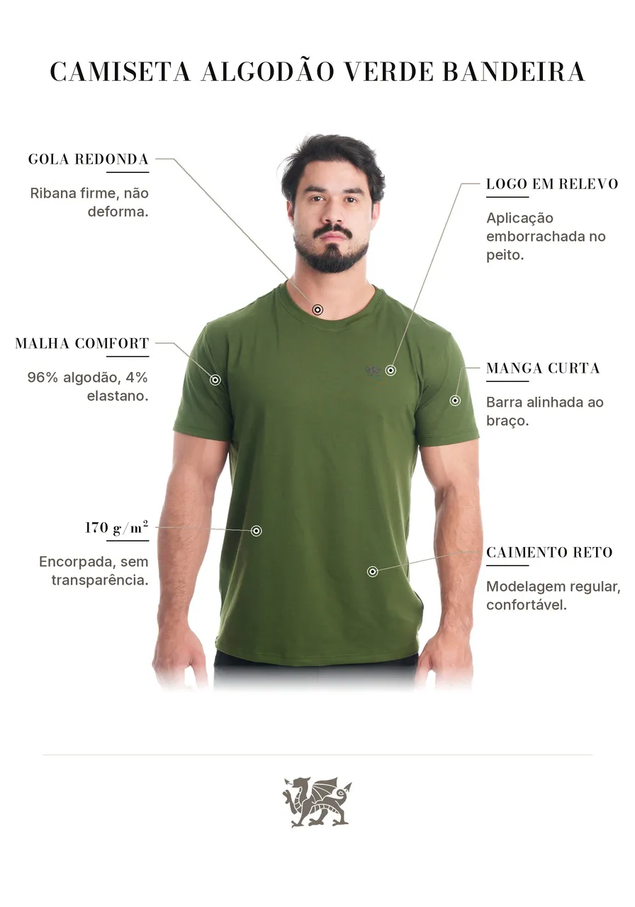 CAMISETA ALGODÃO VERDE-BANDEIRA