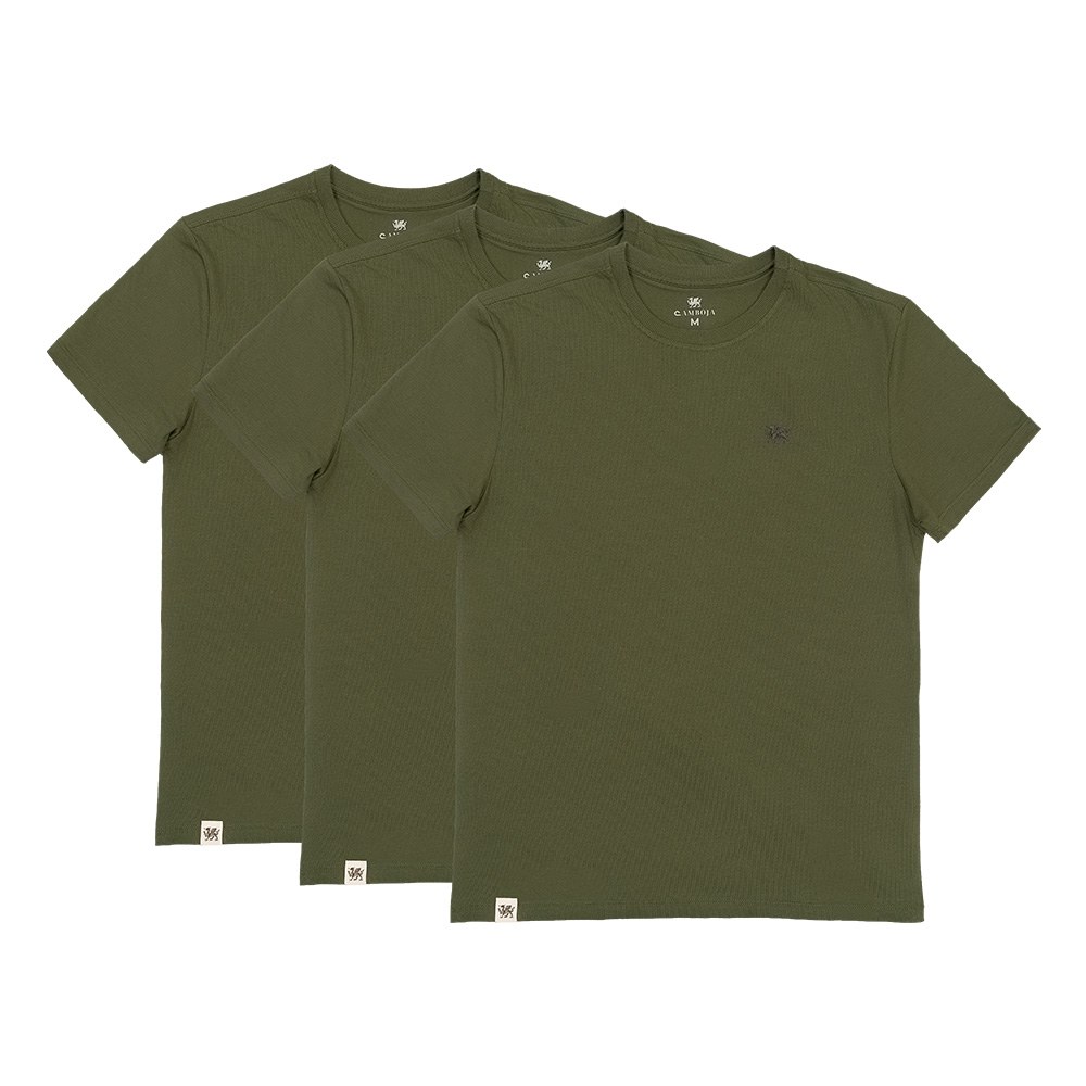 Kit 3 Camisetas Verde-Bandeira Camboja Wear