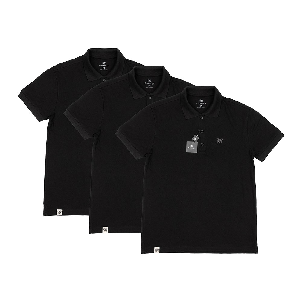 Kit 3 Camisas Polo Pretas Camboja Wear