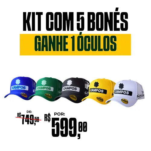 ( PROMOÇÃO) KIT COM 5 BONÉS E GANHE 1 ÓCULOS 