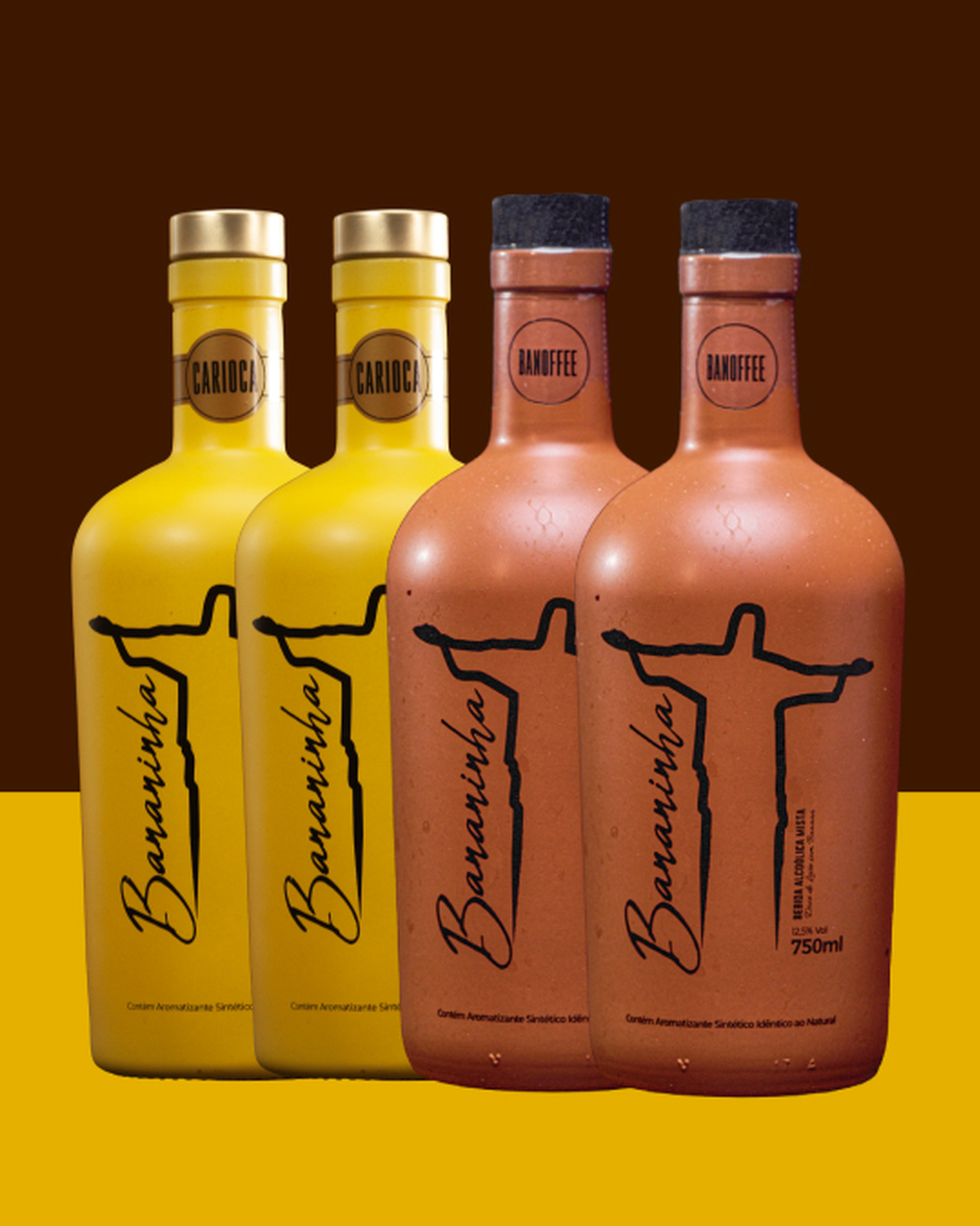 Kit 2 Garrafas Licor de Banana + 2 Garrafas Licor Doce de Leite e Banana - Bananinha Carioca