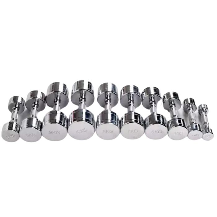 KIT DE HALTER CROMADO C/ PEGADA  ANATÔMICA RECARTILHADO 1-10KG
