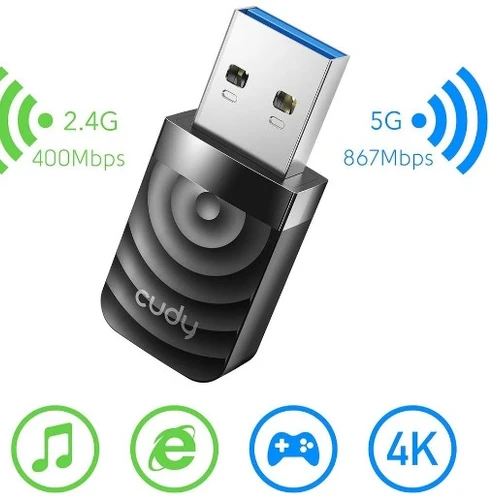 Adaptador Wireless USB Cudy AC1300 WU1300S - Dual Band 2.4/5GHZ - USB 3.0