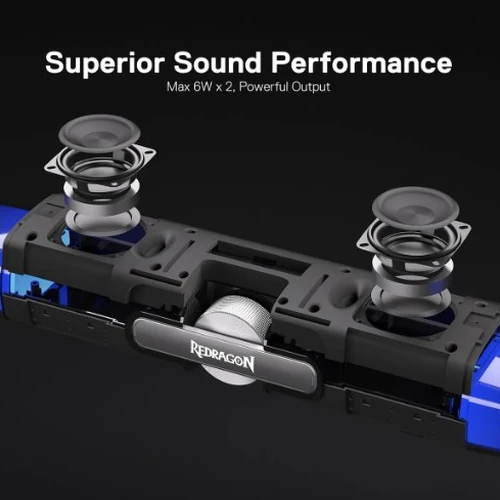 Caixa De Som Gamer Redragon Dora Gs512 Rgb Bluetooth Stereo Preto