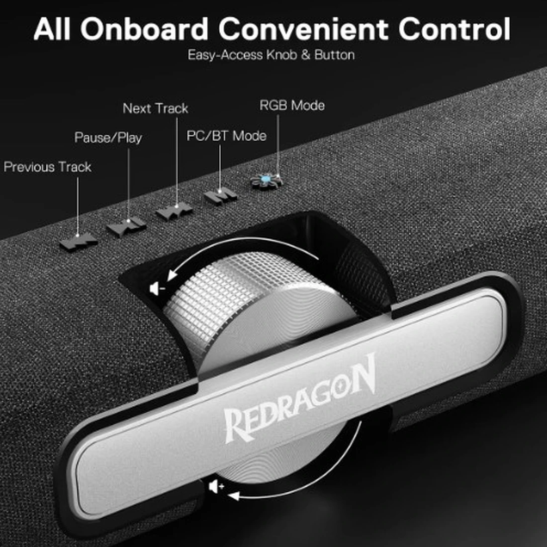 Caixa De Som Gamer Redragon Dora Gs512 Rgb Bluetooth Stereo Preto - imagem 3
