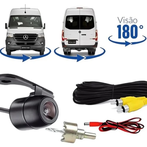 Câmera De Ré E-tech Estacionamento 2 Em 1 Universal 180 Graus