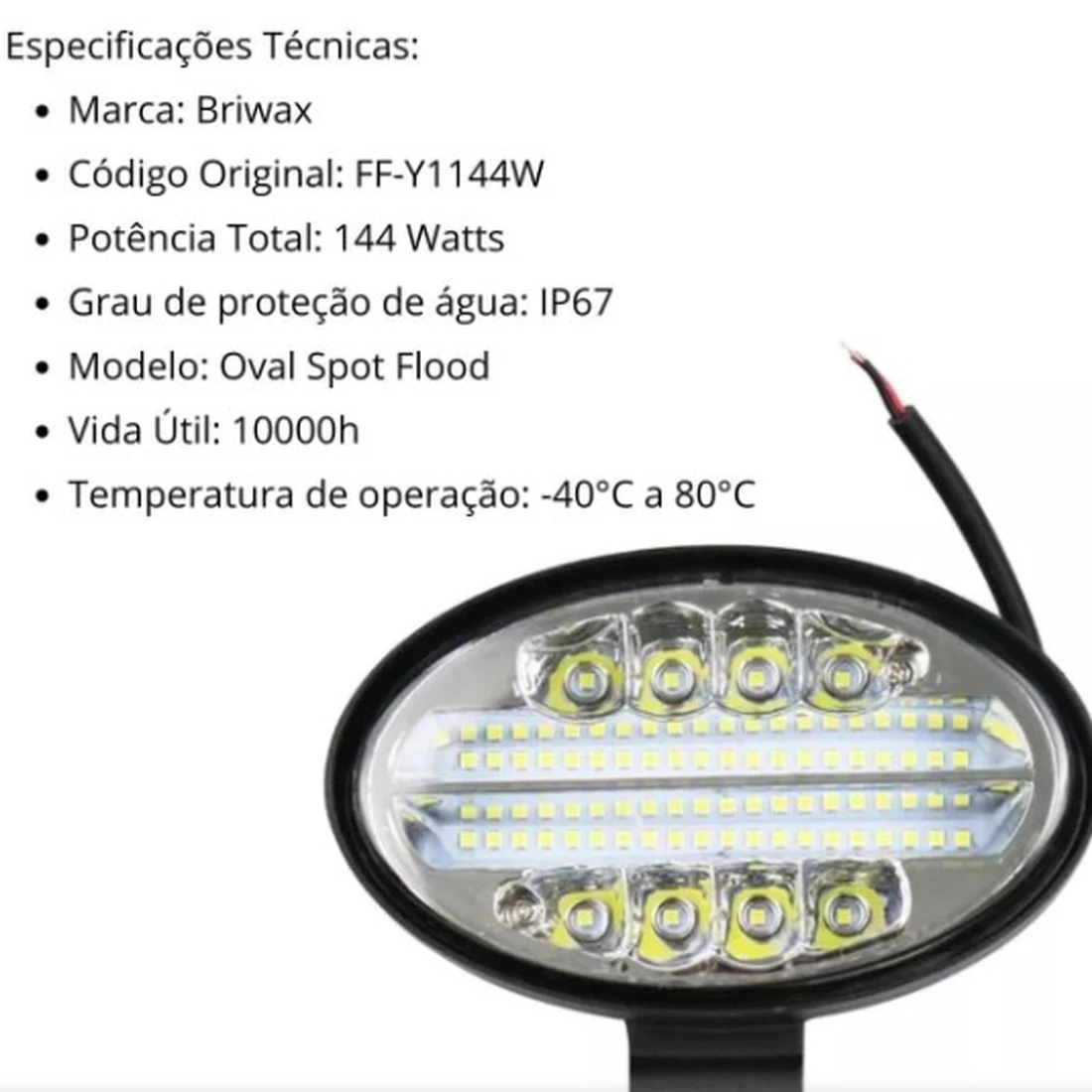 Farol de Milha Oval Led 144W Automotivo Briwax FF-Y1144W - imagem 2
