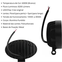 Farol de Milha Oval Led 144W Automotivo Briwax FF-Y1144W - imagem 3