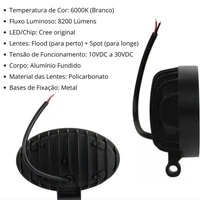 Farol de Milha Oval Led 144W Automotivo Briwax FF-Y1144W - imagem 3