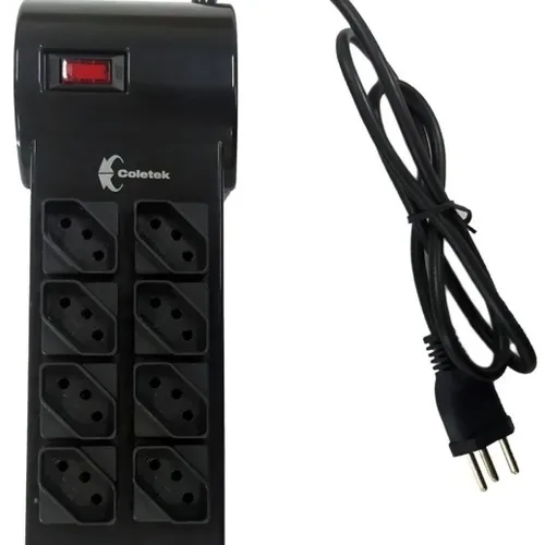 Filtro De Linha Coletek Fl-82bk, 8 Tomadas, 10Ah, Bivolt, Preto
