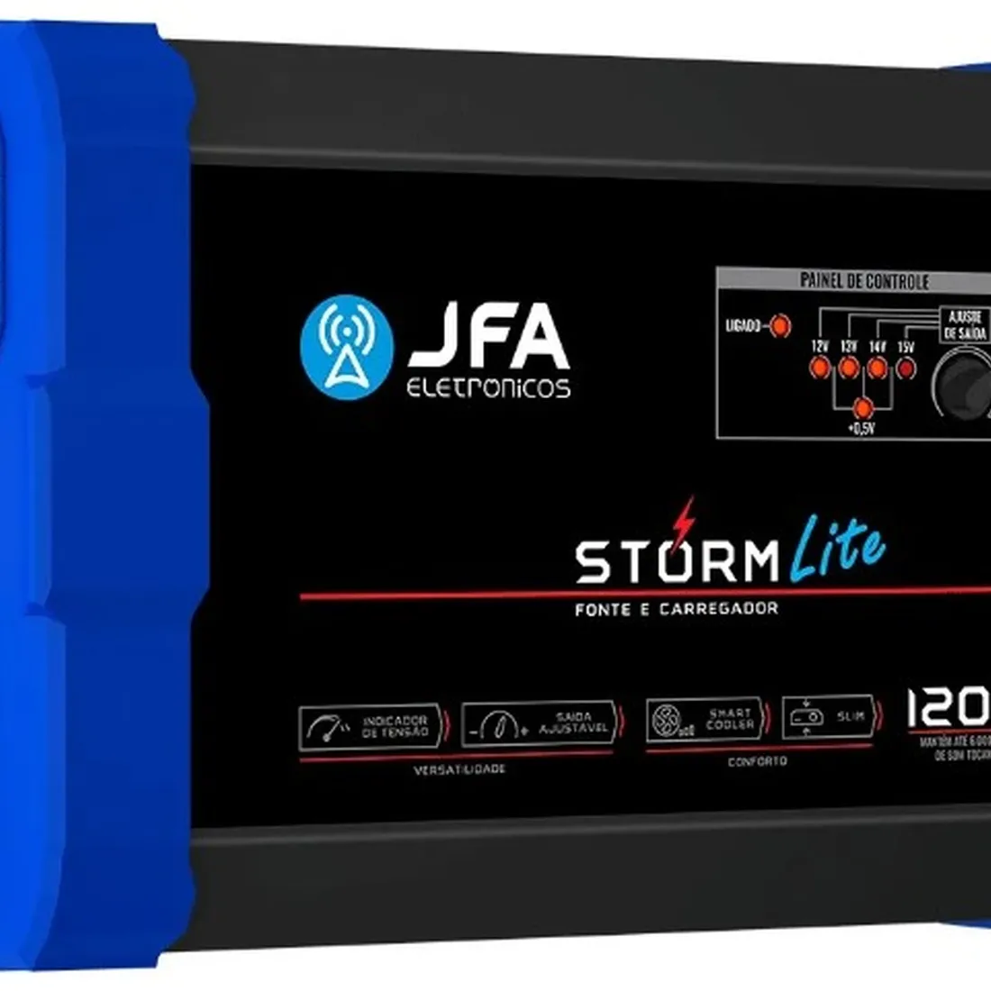 Fonte Automotiva Carregador Automotivo Jfa 120a Storm Lite 12v Bivolt Cor Preto