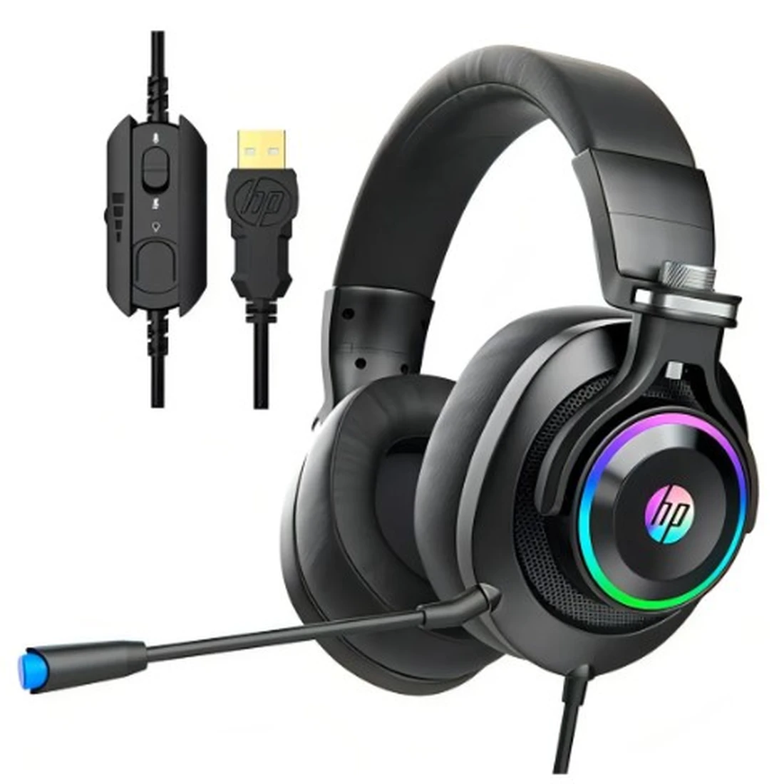 Headset Gamer Headset 7.1 Hp H500gs Led Rgb Usb Preto - imagem 1