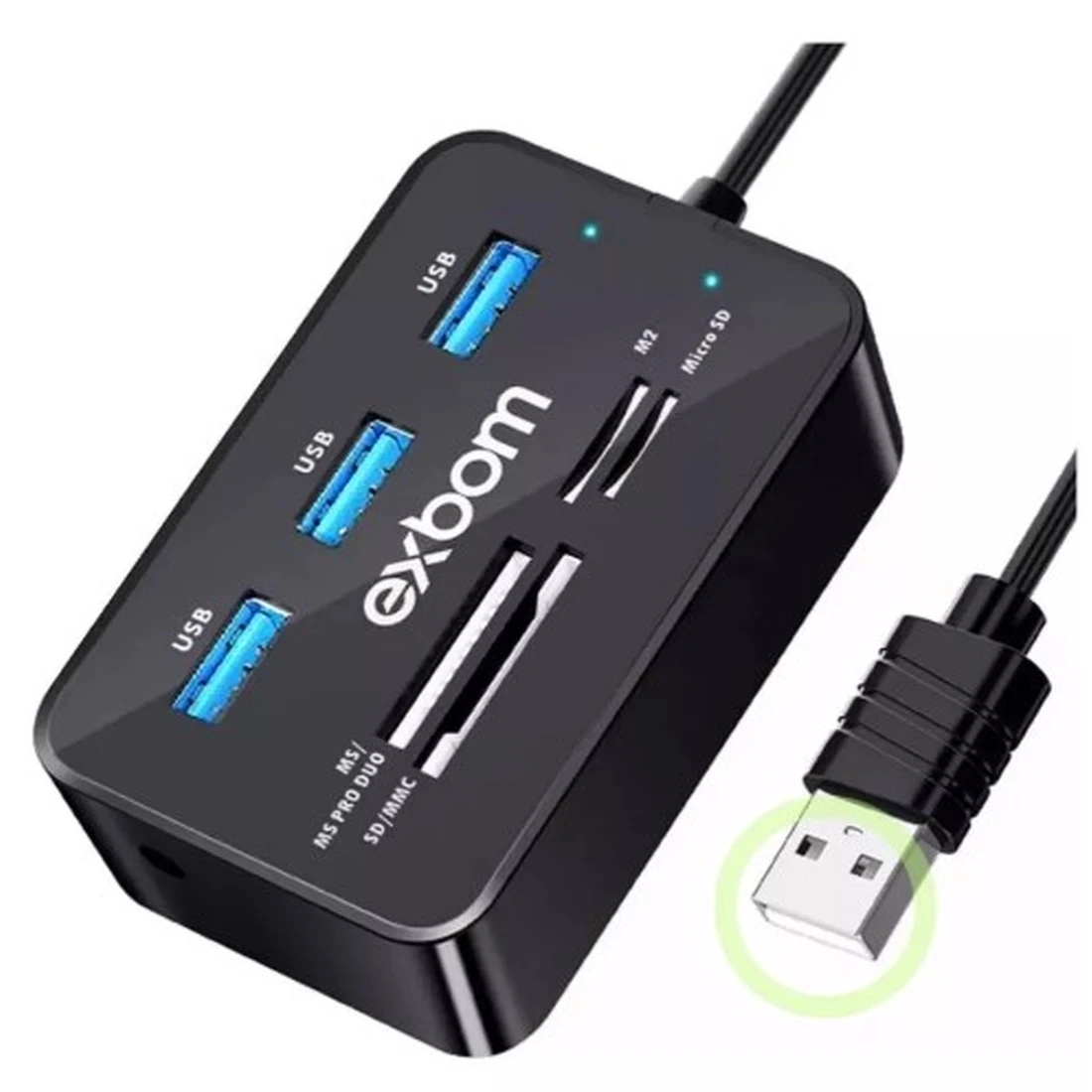 Hub 7 em 1 Usb 2.0 3 Portas e Leitor de Cartão - EXBOM - UH-R230 - imagem 2