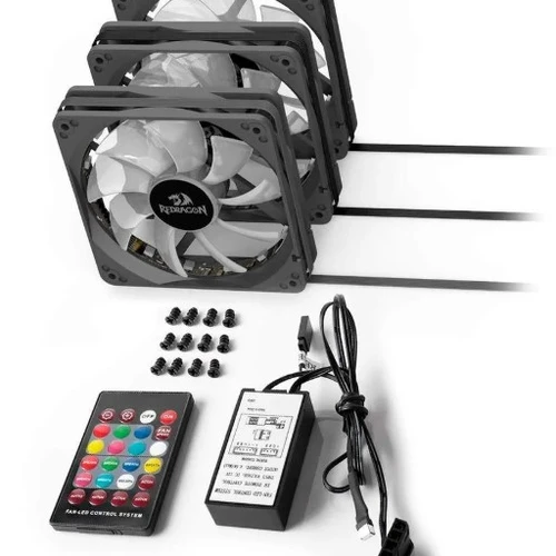 Kit com 3 Ventoinhas Redragon, 120mm, RGB, Preto - GC-F006