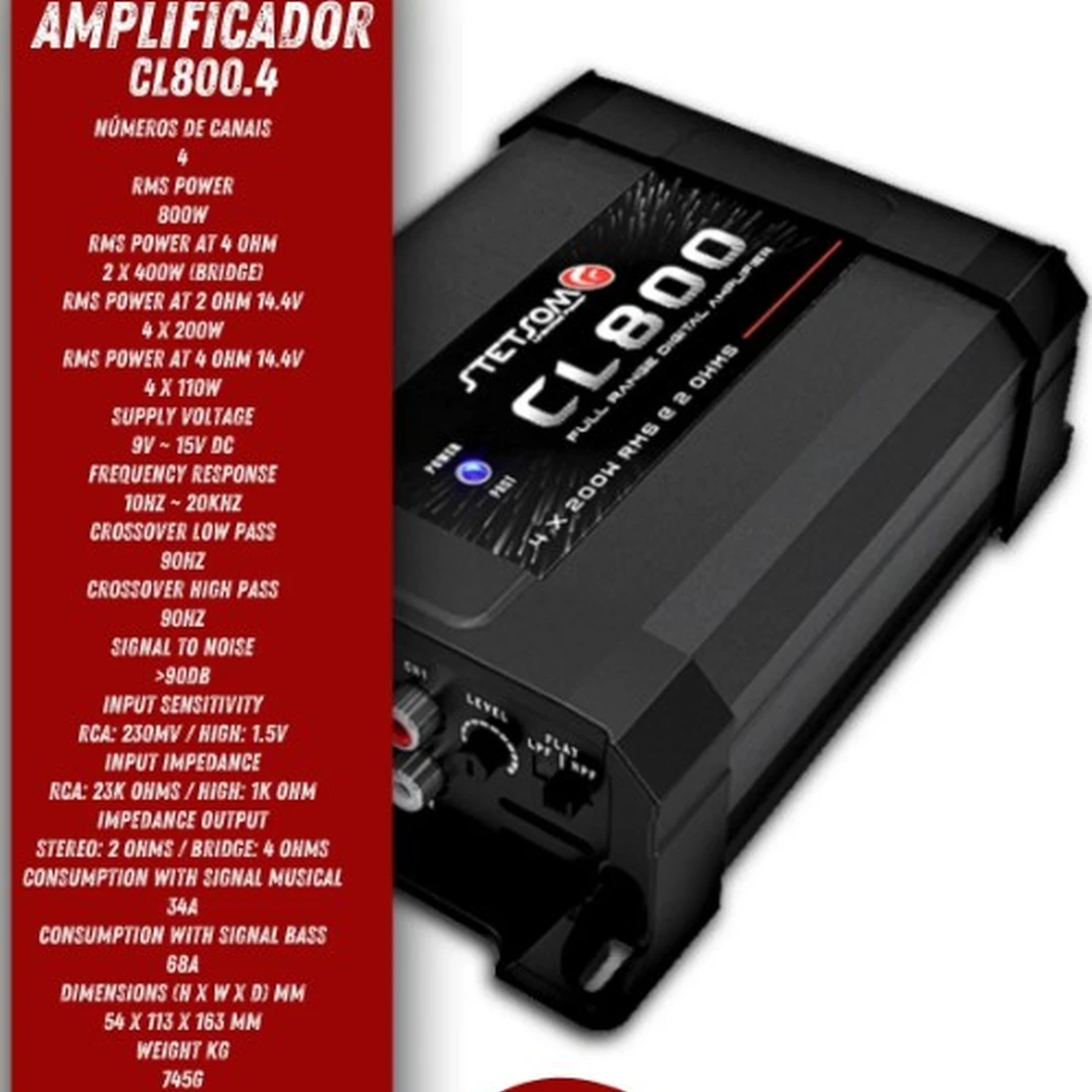 Módulo Stetsom Amplificador Digital Cl800.4 4 Canais 800w - imagem 1