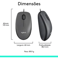 Mouse com fio USB Logitech M100 com Design Ambidestro - imagem 2