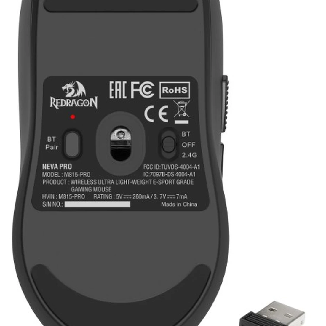 Mouse Gamer Redragon Neva Pro M815-PRO – Ultraleve 54g, Sensor PAW3395, 26000 DPI, Wireless, Bluetooth e USB-C - imagem 7