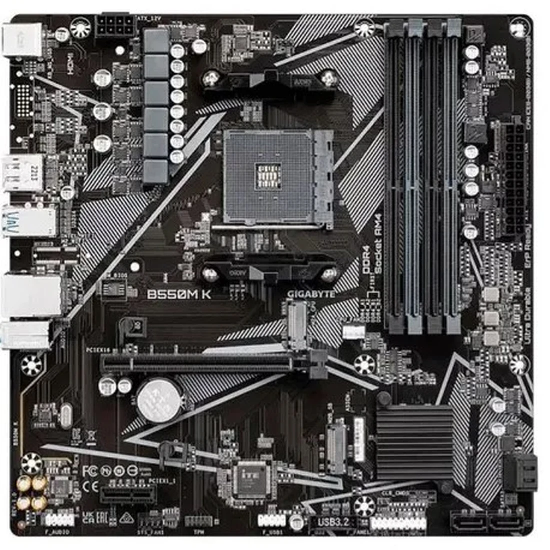Placa Mãe Gigabyte B550mk Ddr4 Am4 Micro Atx Cor Preto - imagem 2