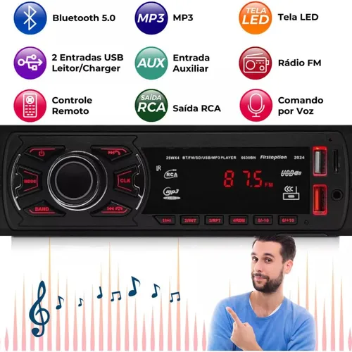 Rádio Automotivo Mp3 First Option 6660BN 2024