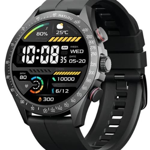 Relógio Haylou Solar Pro LS18 Preto, Tela AMOLED 1.43", À Prova d'Água, Bluetooth, Sem NFC