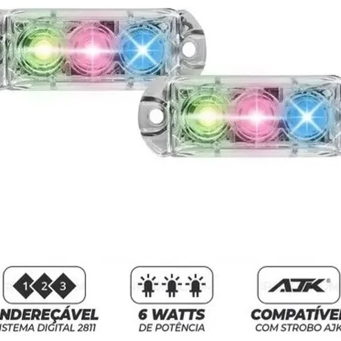 Strobo AJK 2 Faróis 6w Rgb Led