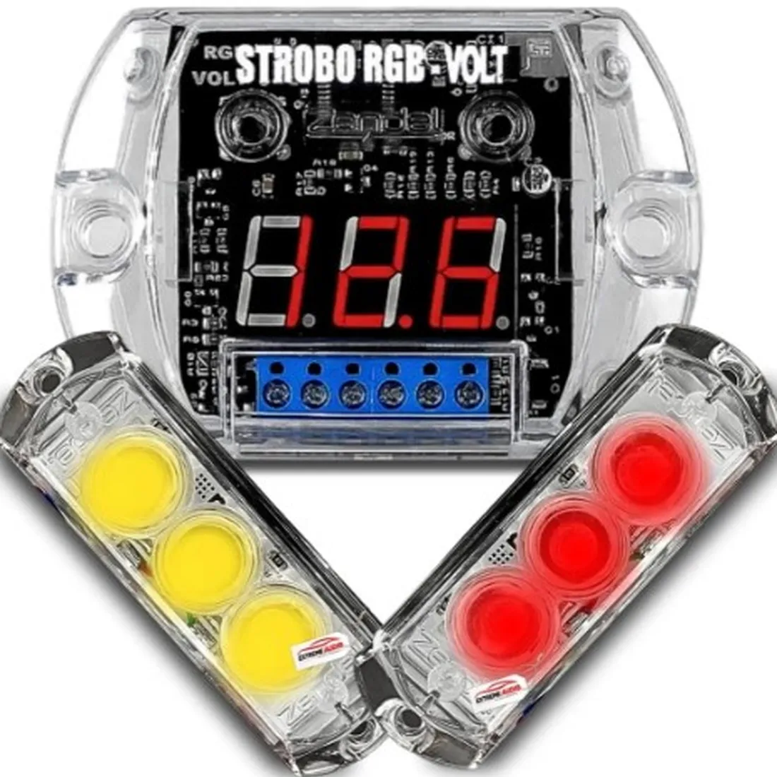 Strobo Zendel Com Voltimetro Para Som Automotivo Colorido Rgb