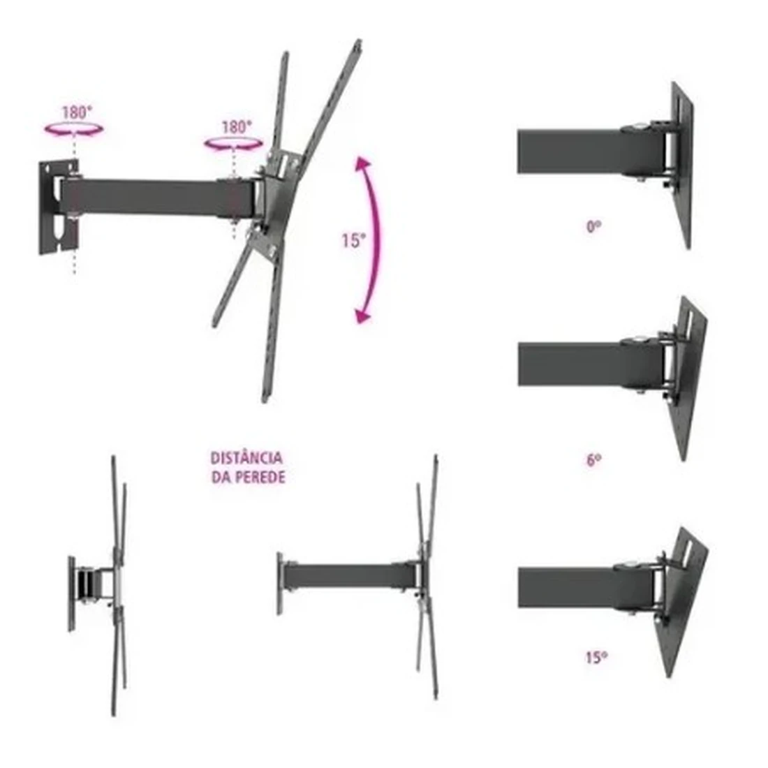 Suporte Monitor Articulado 14'' À 56'' Multivisão M2 - imagem 4