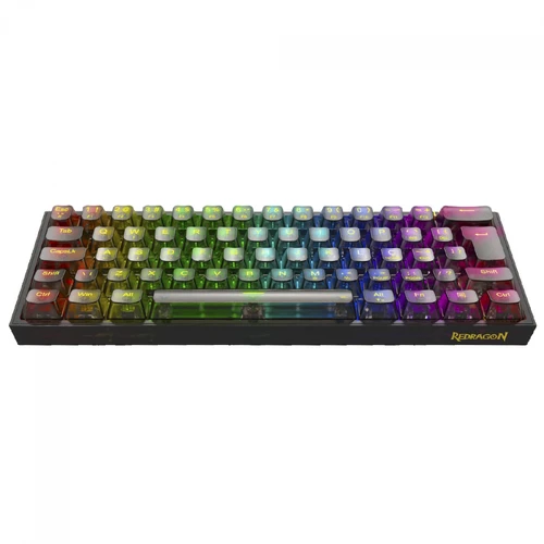 Teclado Gamer Mecânico Redragon Fizz Clear, RGB, USB, Switch Crystal, ABNT2, 60%, Preto, K617CTB-RGB