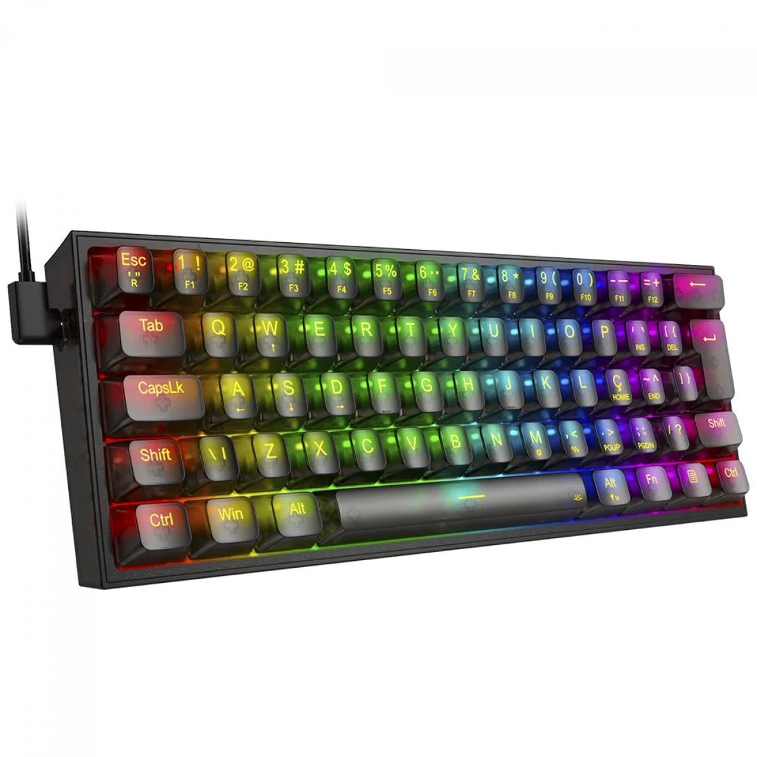 Teclado Gamer Mecânico Redragon Fizz Clear, RGB, USB, Switch Crystal, ABNT2, 60%, Preto, K617CTB-RGB - imagem 2