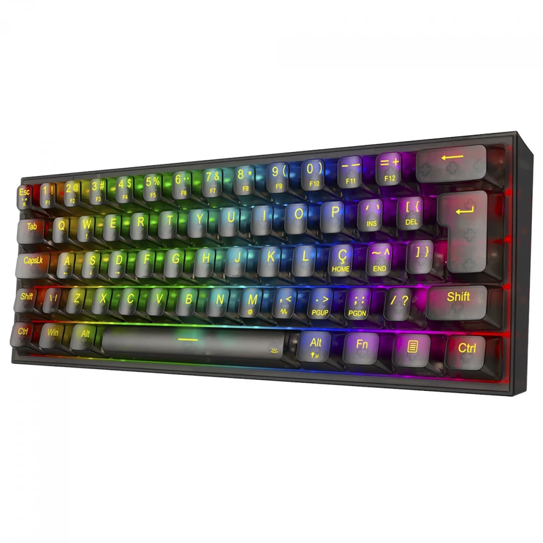 Teclado Gamer Mecânico Redragon Fizz Clear, RGB, USB, Switch Crystal, ABNT2, 60%, Preto, K617CTB-RGB - imagem 3
