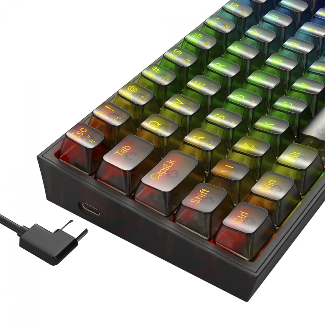 Teclado Gamer Mecânico Redragon Fizz Clear, RGB, USB, Switch Crystal, ABNT2, 60%, Preto, K617CTB-RGB - imagem 6