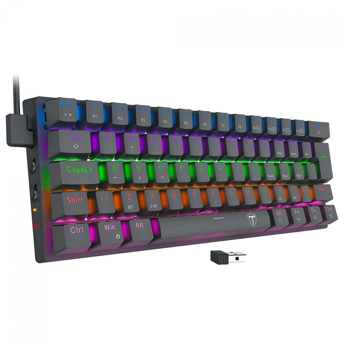 Teclado Mecânico Gamer T-Dagger Arena Pro, Rainbow, Wireless/Bluetooth, Switch Brown, 60%, ABNT2, Preto, T-TGK321PRO-BR PT - imagem 4
