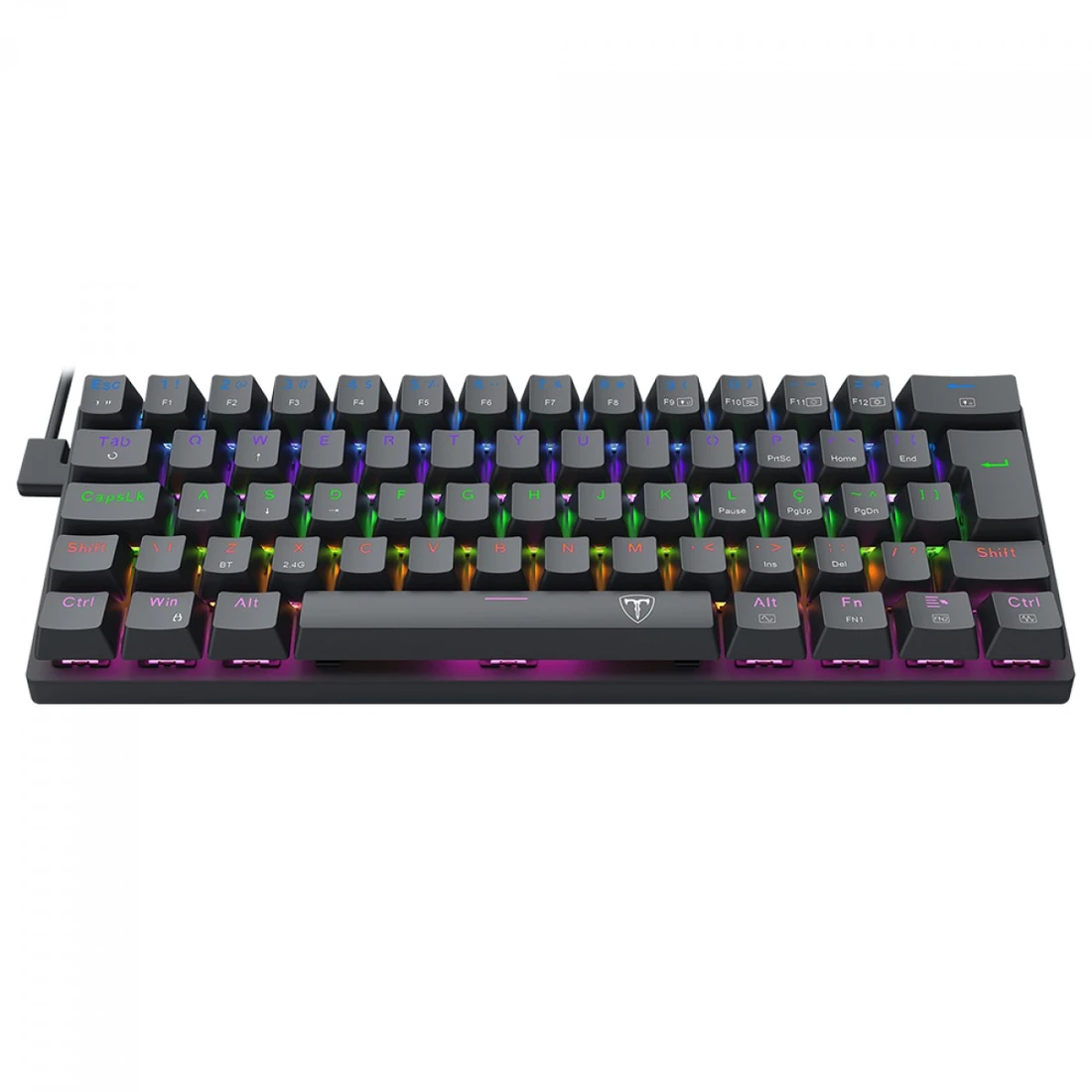 Teclado Mecânico Gamer T-Dagger Arena Pro, Rainbow, Wireless/Bluetooth, Switch Brown, 60%, ABNT2, Preto, T-TGK321PRO-BR PT - imagem 3